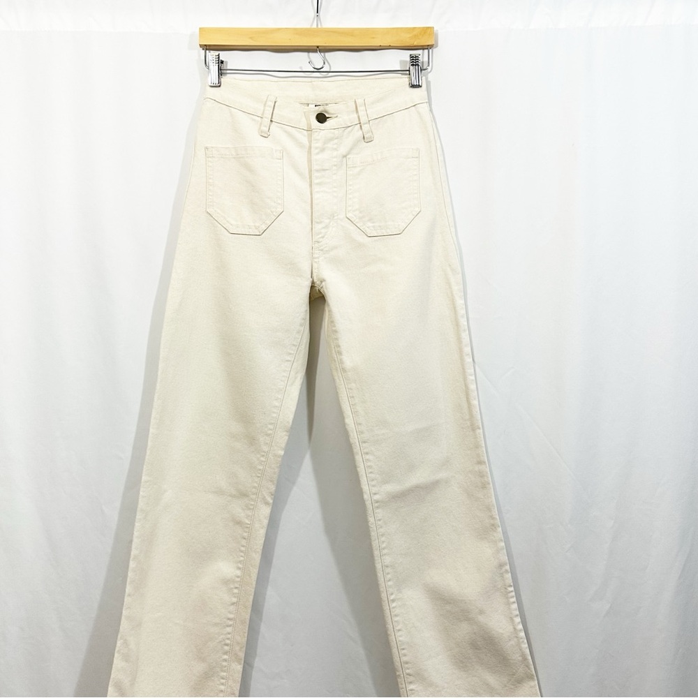 Lykke Wullf Perfected Ranch Pants High Rise Straight Leg in Canvas Cream - Picture 5 of 11